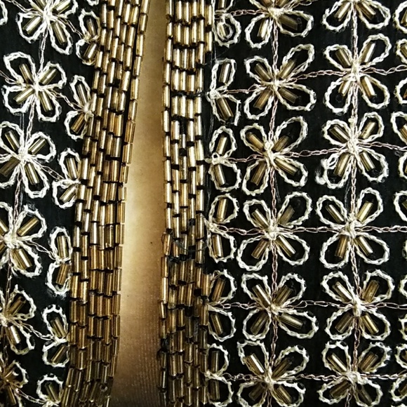 Vintage Laurence Kazar Black Silk Jacket with Gold Bugle Beads – Size PXL - Picture 7 of 8